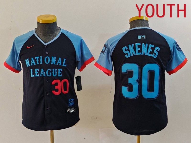 Youth Pittsburgh Pirates 30 Skenes Blue All star 2024 Nike MLB Jersey style 2
